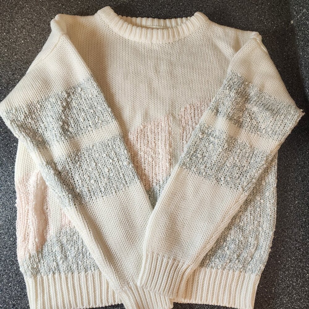 Vintage 80s Pastel Bobble Knit Sweater Acrylic W Sz L Retro Cottagecore grandma - Picture 6 of 9